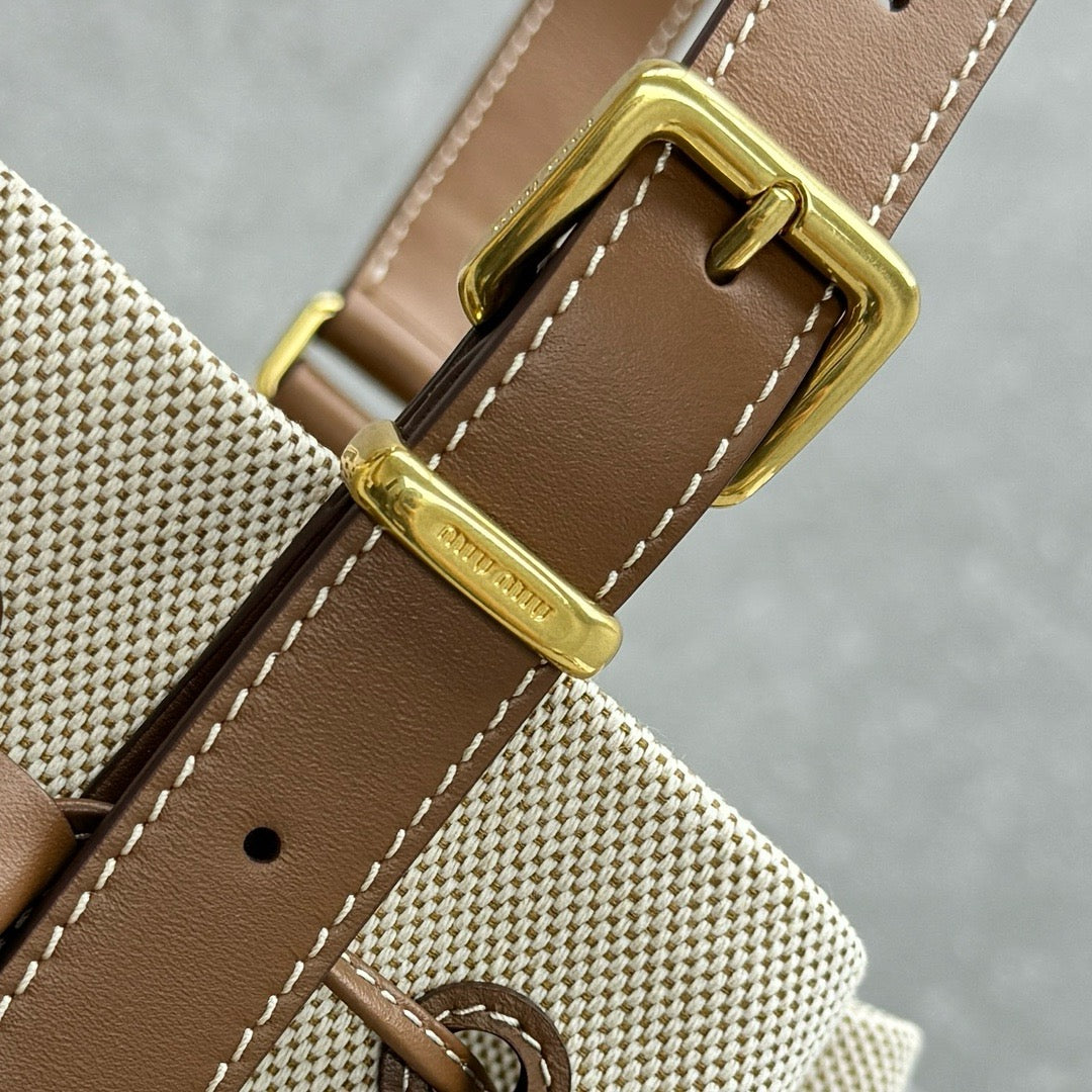 MIU MIU - logo-appliquéd canvas bucket bag