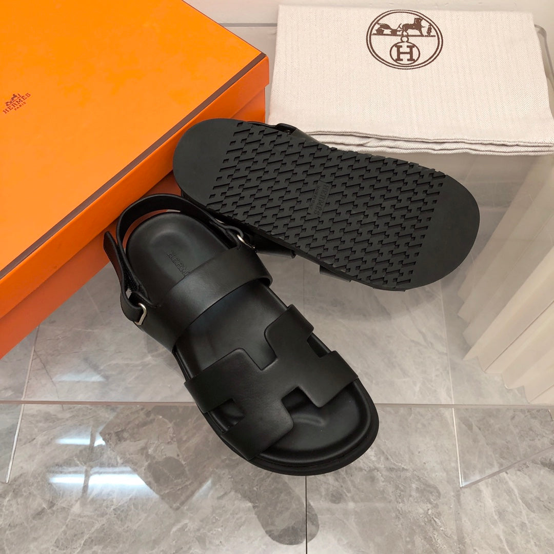 HERMES - Chypre Blanc Sandal Black