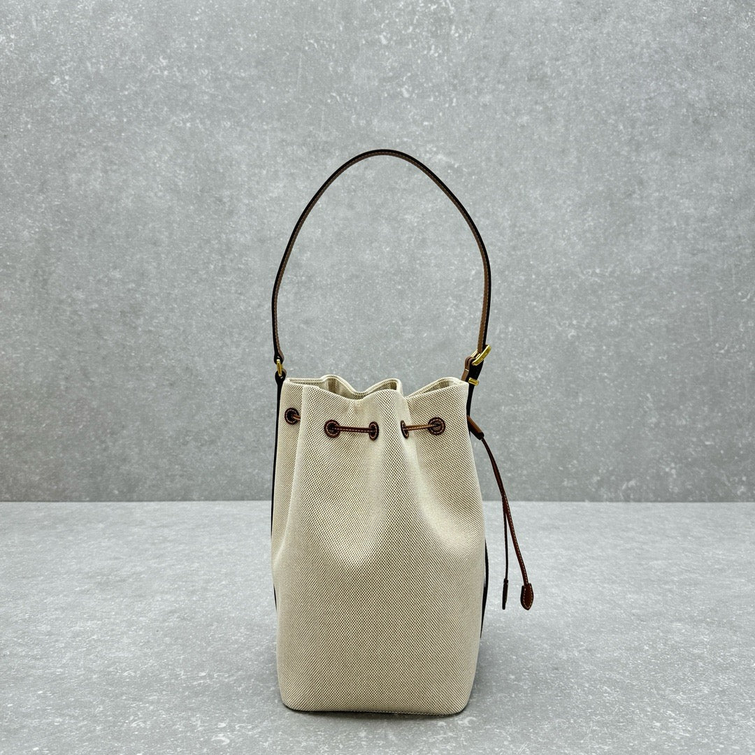 MIU MIU - logo-appliquéd canvas bucket bag