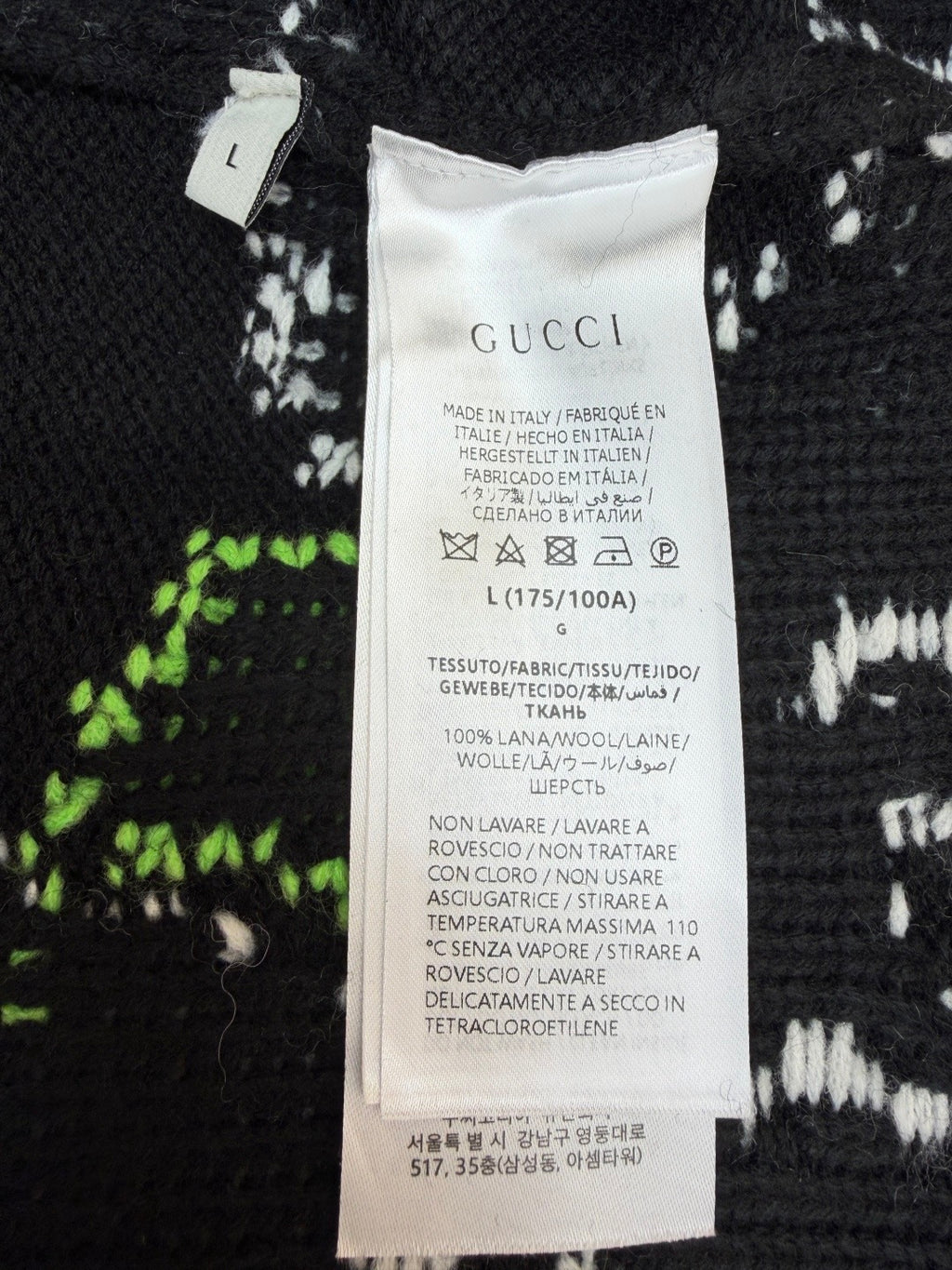 GUCCI  - Men's Black Wool Jacquard Zip Jacket With Intarsia