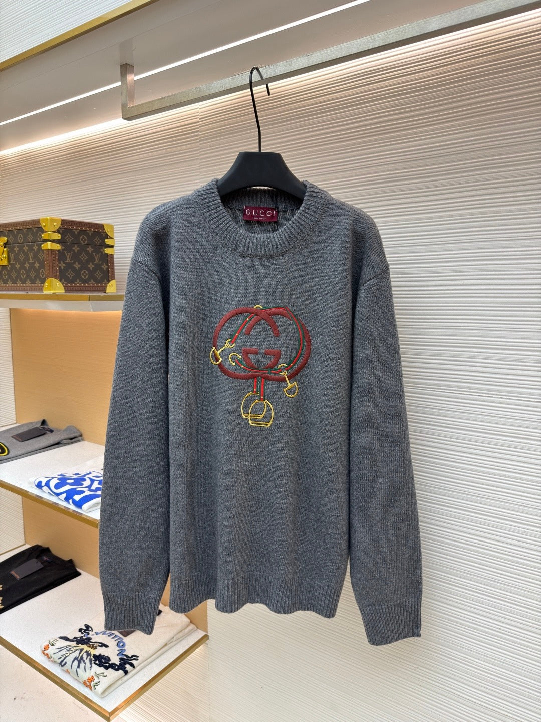 GUCCI  - Knit wool sweater with embroidery unisex