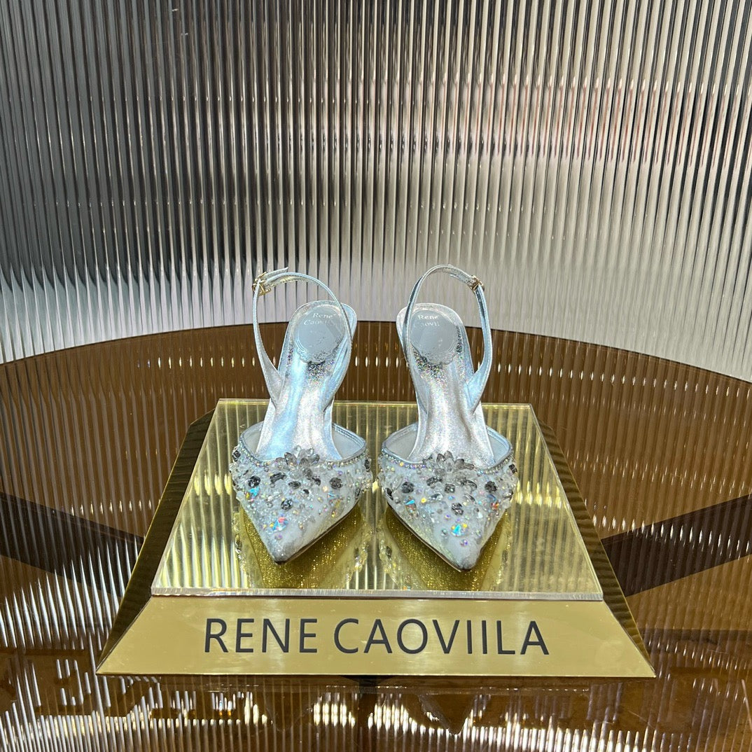 RENE CAOVILLA - ESCARPIN SLINGBACK CINDERELLA DORÉ 80