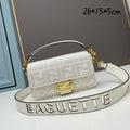 FENDI - Extra Baby white FF Cotton Canvas Medium Baguette Bag