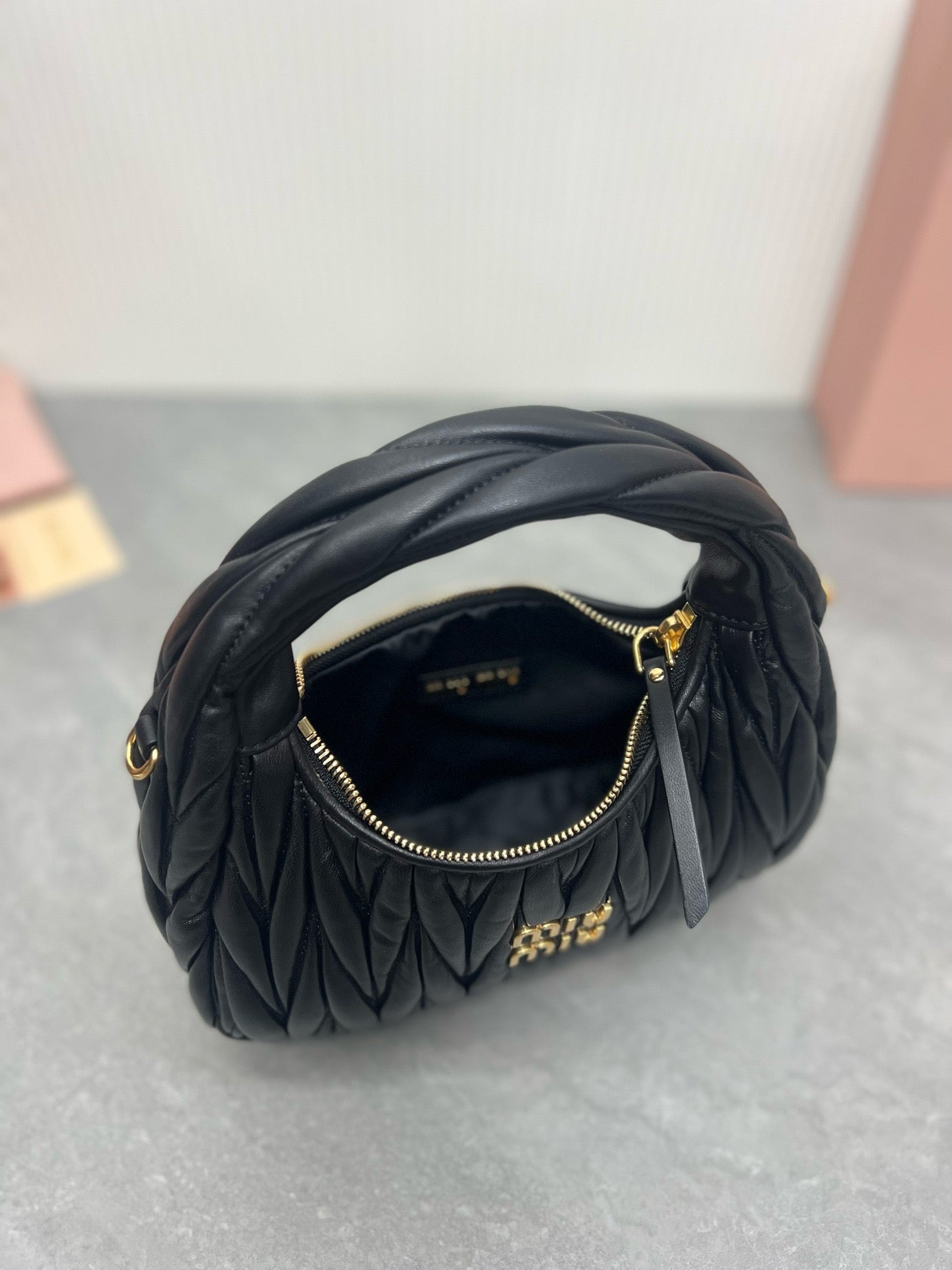 MIU MIU - Wander matelassé nappa leather hobo mini-bag