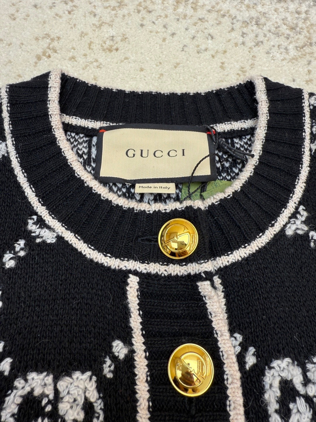 GUCCI  - Women's Black Embroidered Monogram