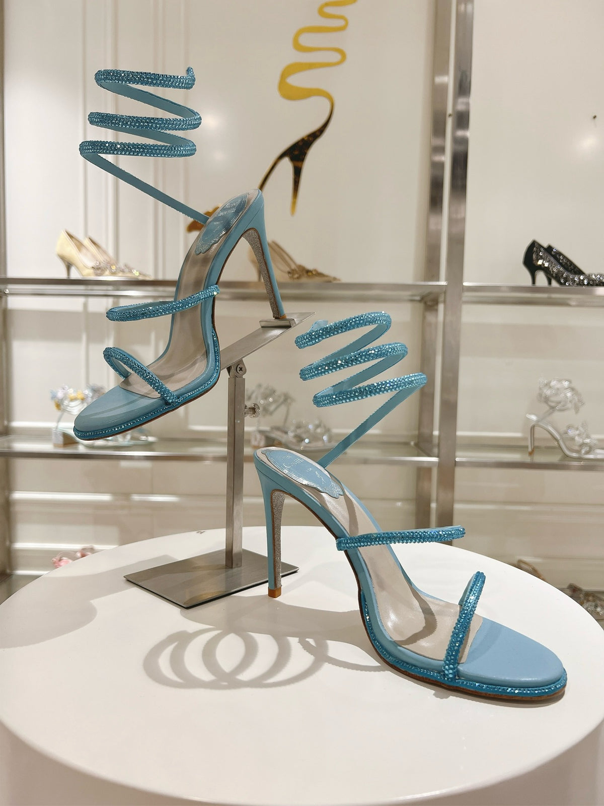 RENE CAOVILLA - CLEO blue SANDAL WITH CRYSTAL 105