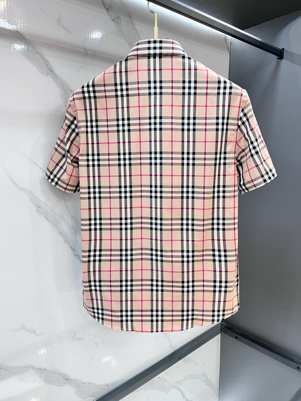 BURBERRY - Stretch Poplin Check Short Sleeve Shirt