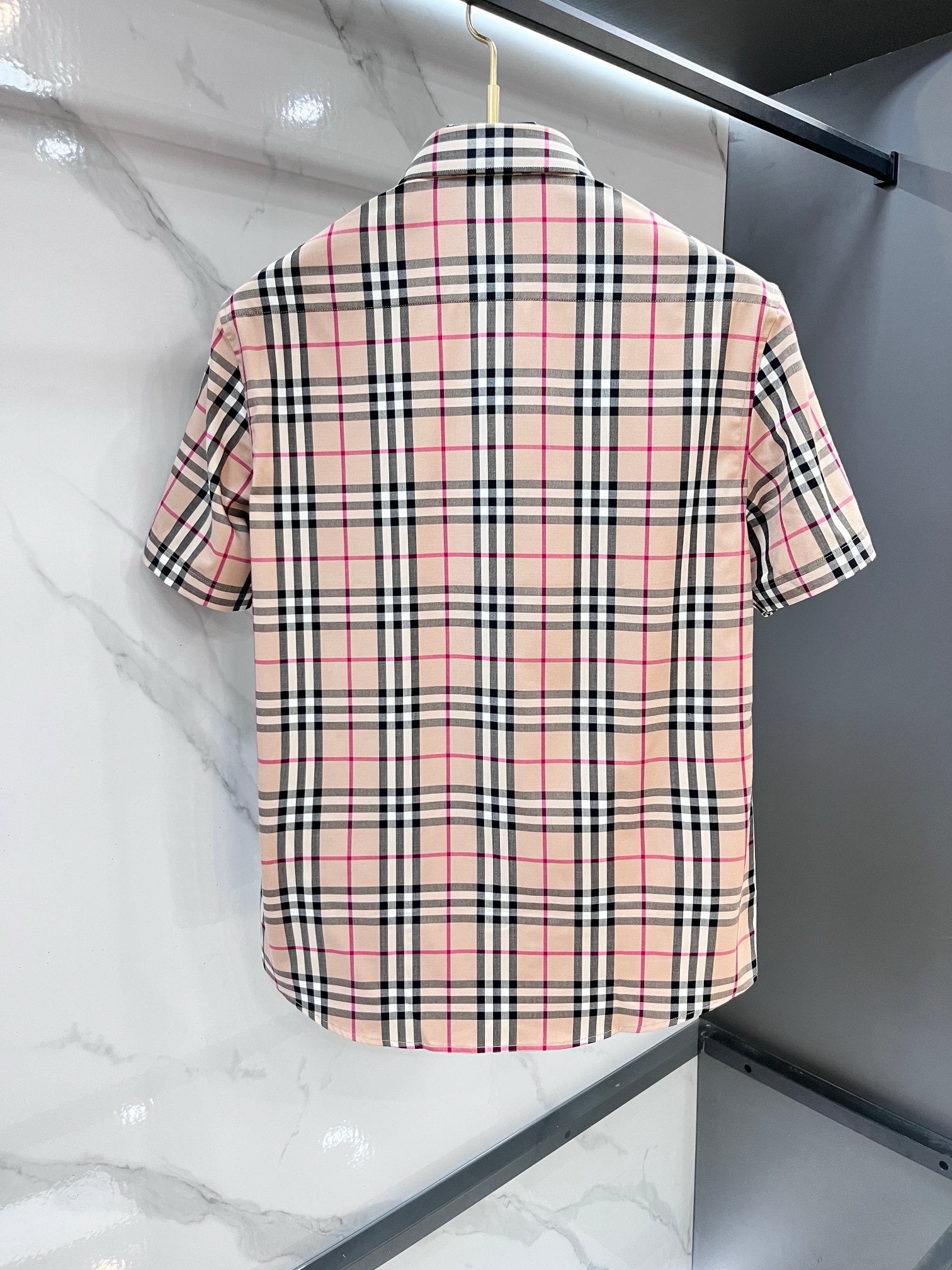 BURBERRY - Stretch Poplin Check Short Sleeve Shirt