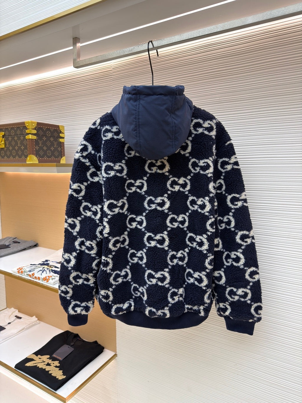 GUCCI  - Blue Gg Fuzzy Fabric Jacquard