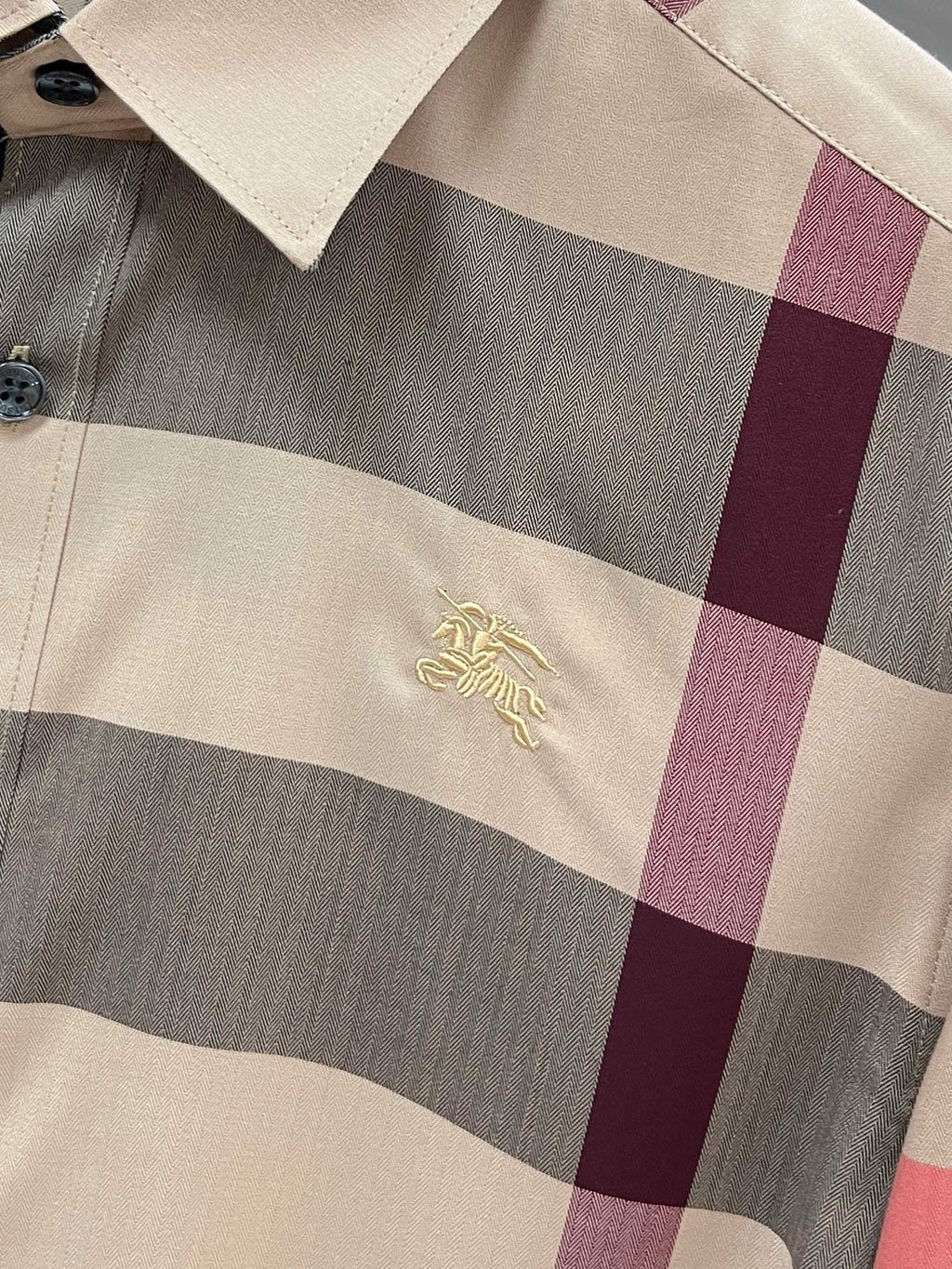 BURBERRY - Stretch Poplin Check long Sleeve Shirt