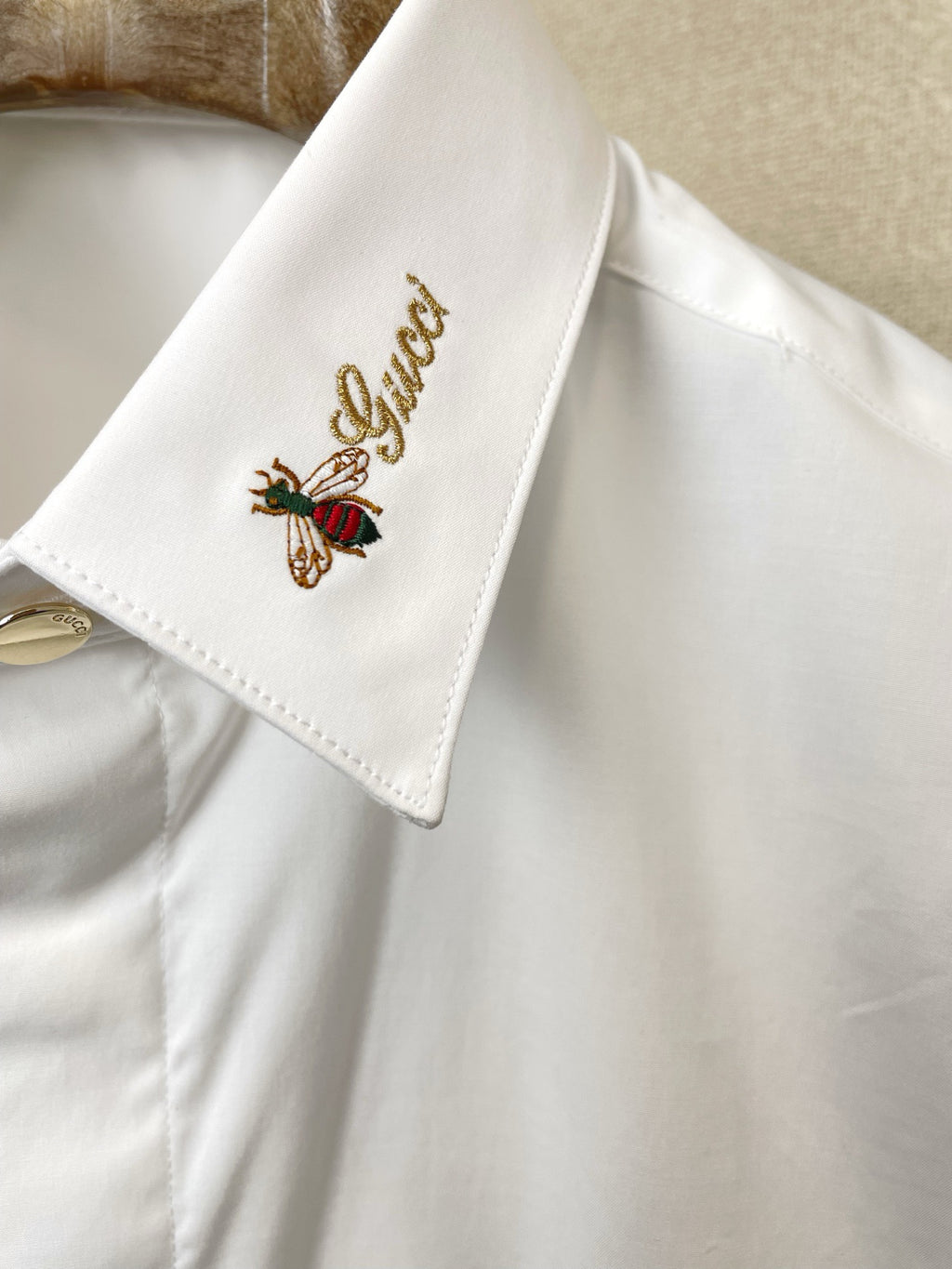 GUCCI -  Cotton shirt with embroidered collar