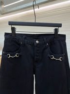 GUCCI - cotton denim pants with horsebit