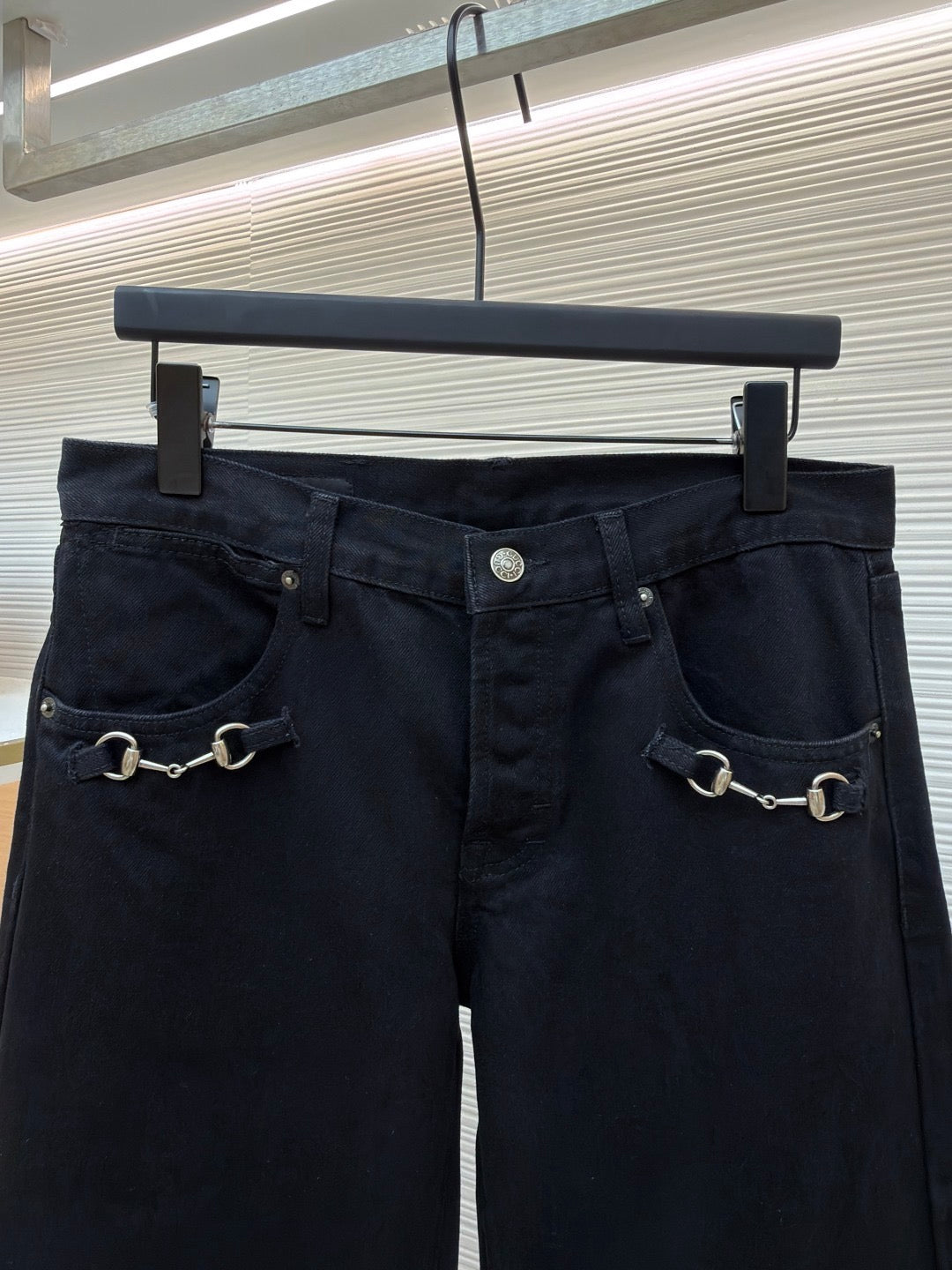 GUCCI - cotton denim pants with horsebit