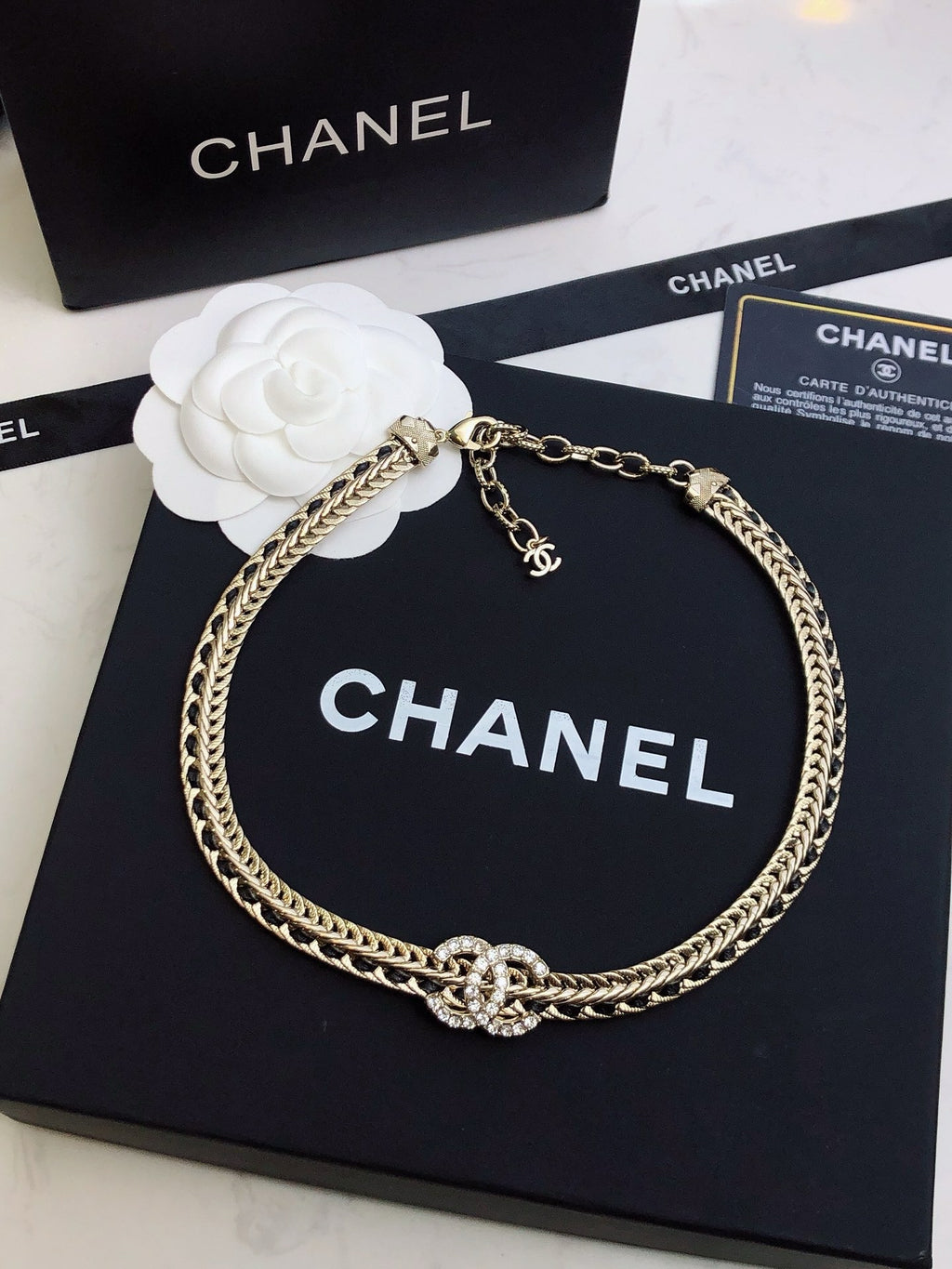 CHANEL - Crystal CC Choker Necklace