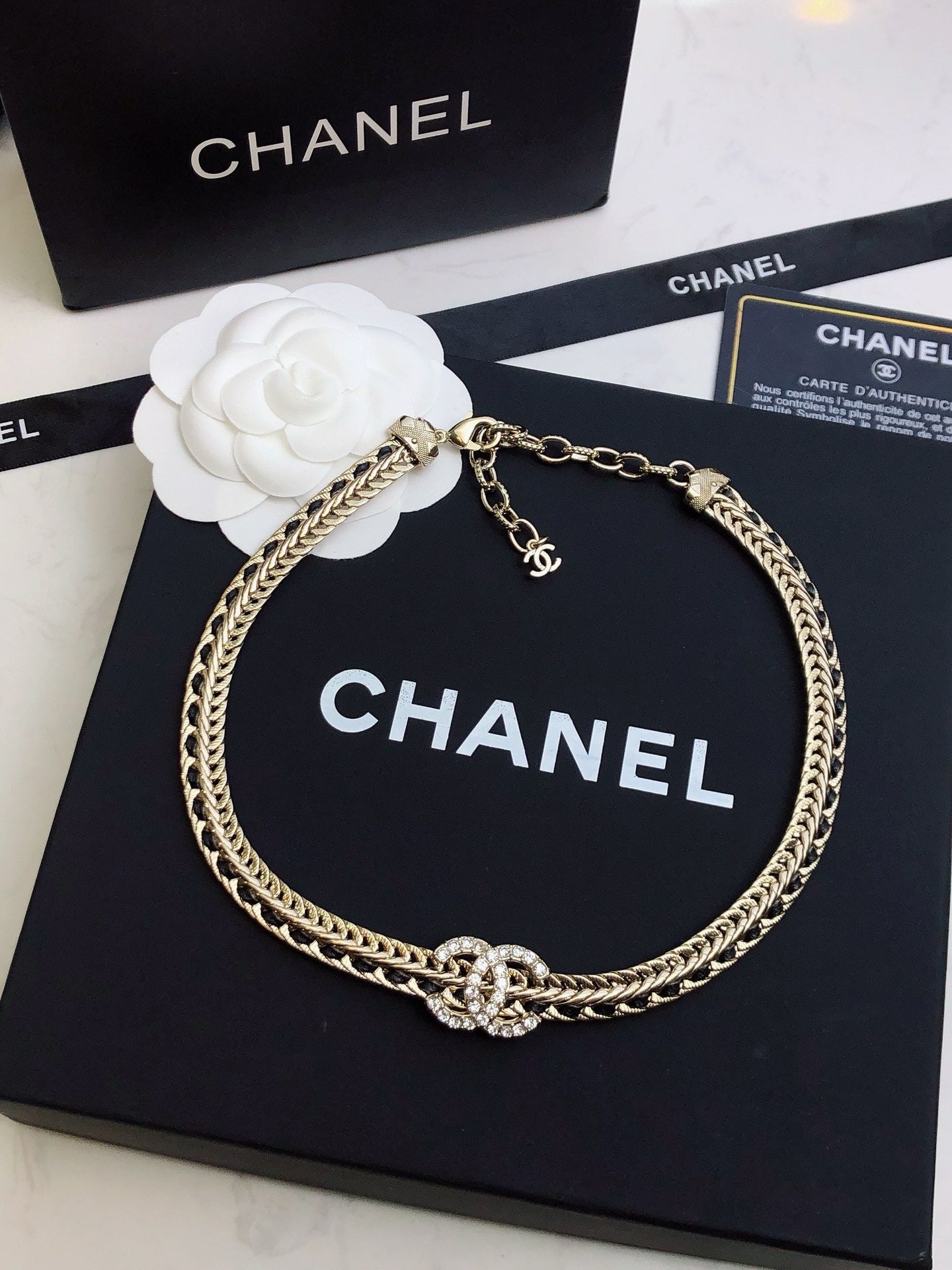 CHANEL - Crystal CC Choker Necklace