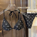 ALEXANDER WANG - Women's Black Crystal Logo Bikini Top