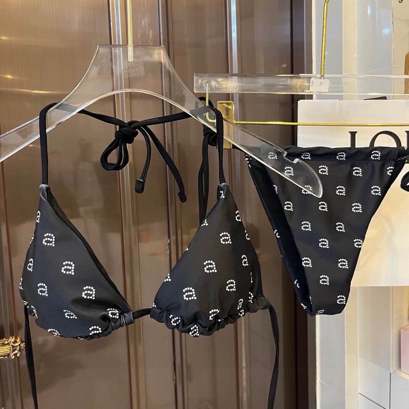 ALEXANDER WANG - Women's Black Crystal Logo Bikini Top