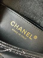CHANE - Caviar Quilted Sweetheart Rectangular Flap Black