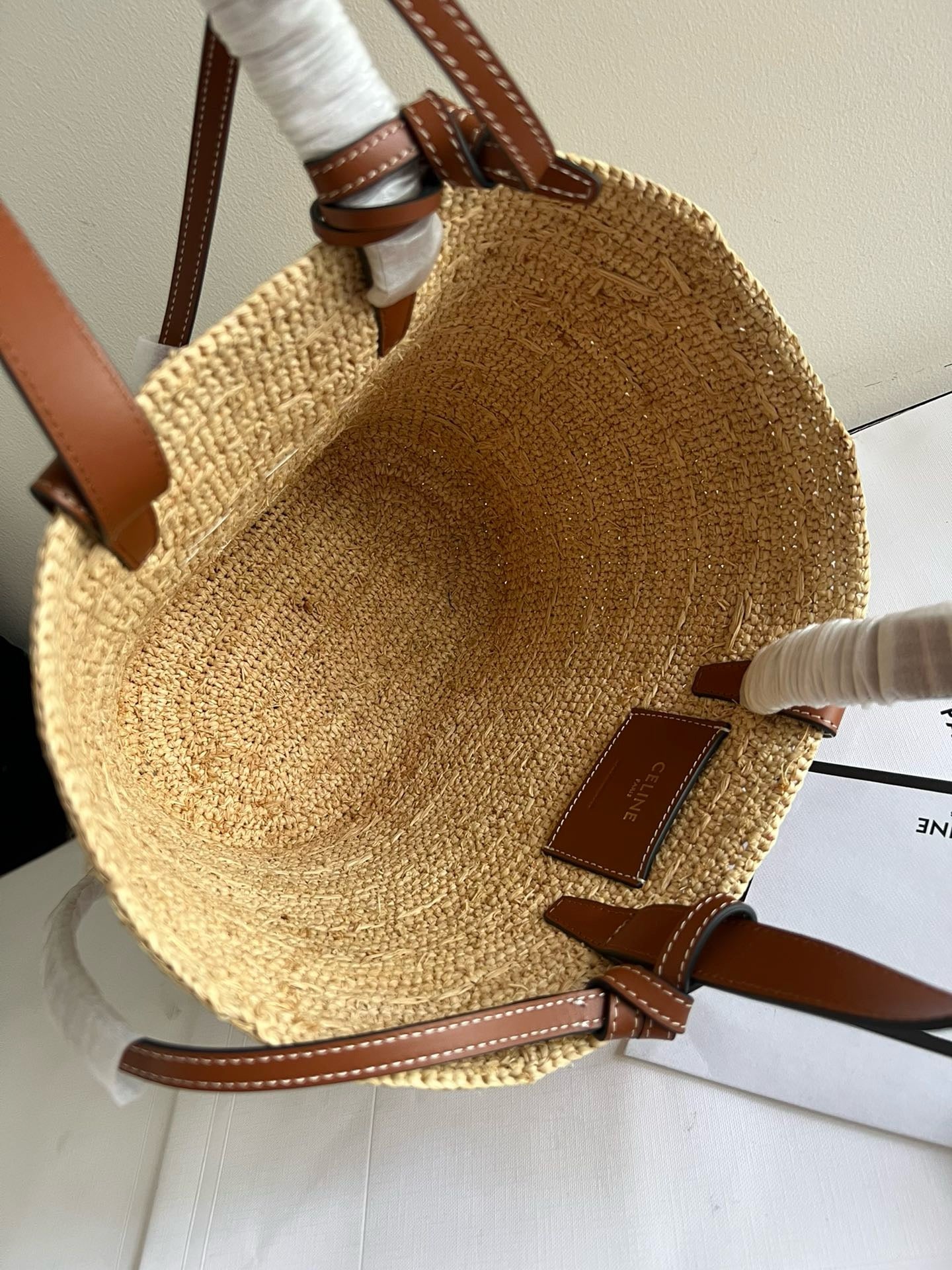 CELINE - TEEN COUFFIN IN WICKER AND NATURAL CALFSKIN
