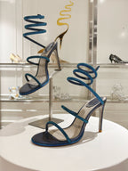 RENE CAOVILLA - CLEO blue SANDAL WITH CRYSTAL 105