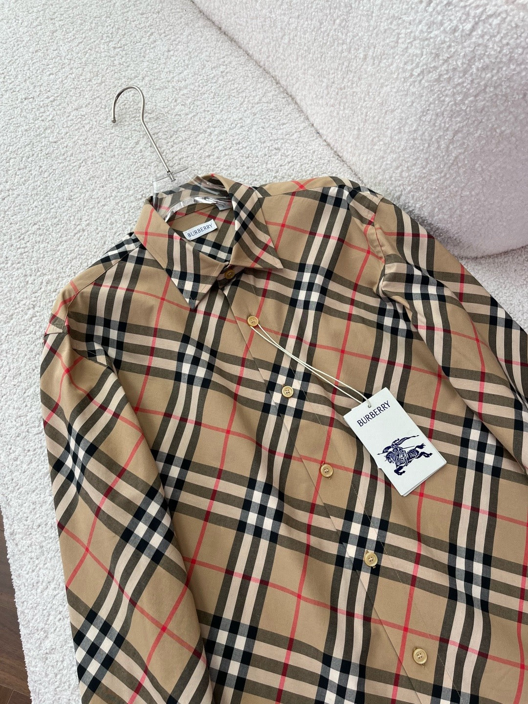 BURBERRY - Slim Fit Check Cotton Poplin Shirt