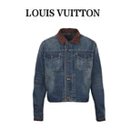 LOUIS VUITTON - Leather-Trim Cropped Denim Jacket