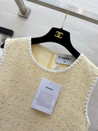 CHANEL - Chanel Light Yellow Tweed Jacket and Dress Set