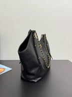 CHANEL - Shopping Bag Black Calfskin Antique Gold Hardware