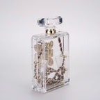 CHANEL - Chanel Clear/Gold Plexiglass Perfume Bottle Evening Bag