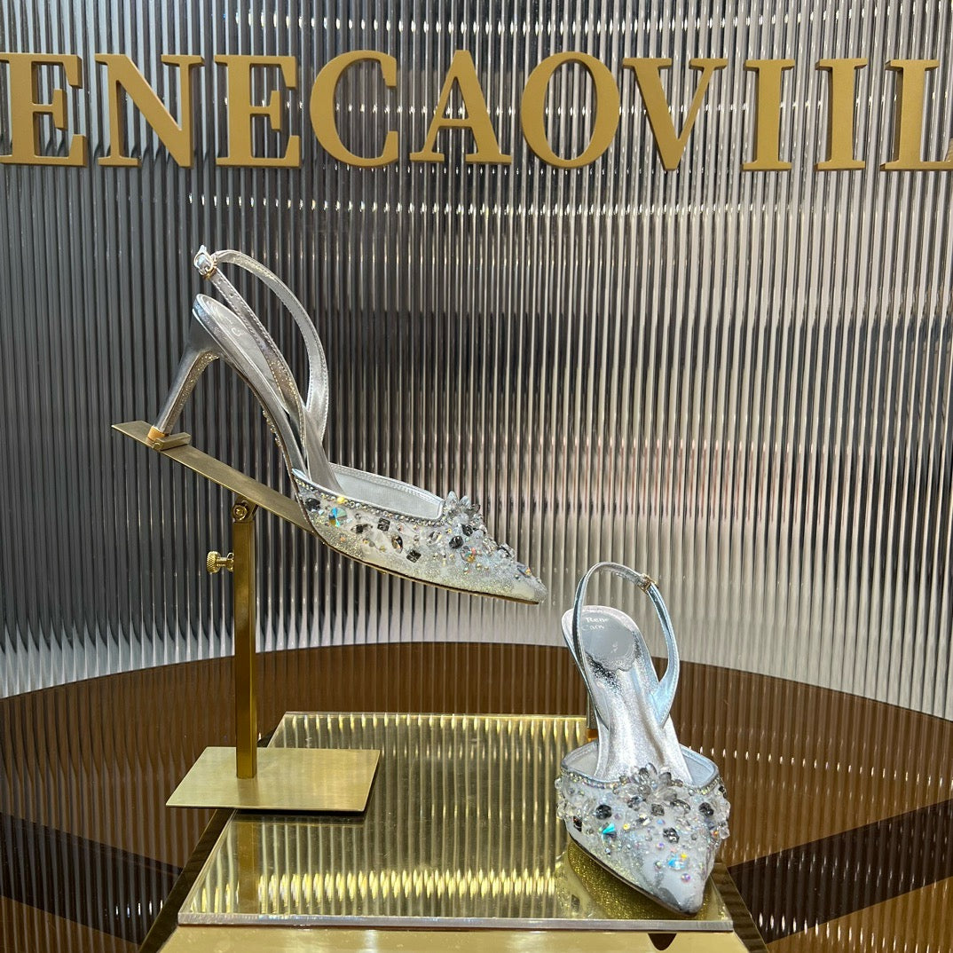 RENE CAOVILLA - ESCARPIN SLINGBACK CINDERELLA DORÉ 80