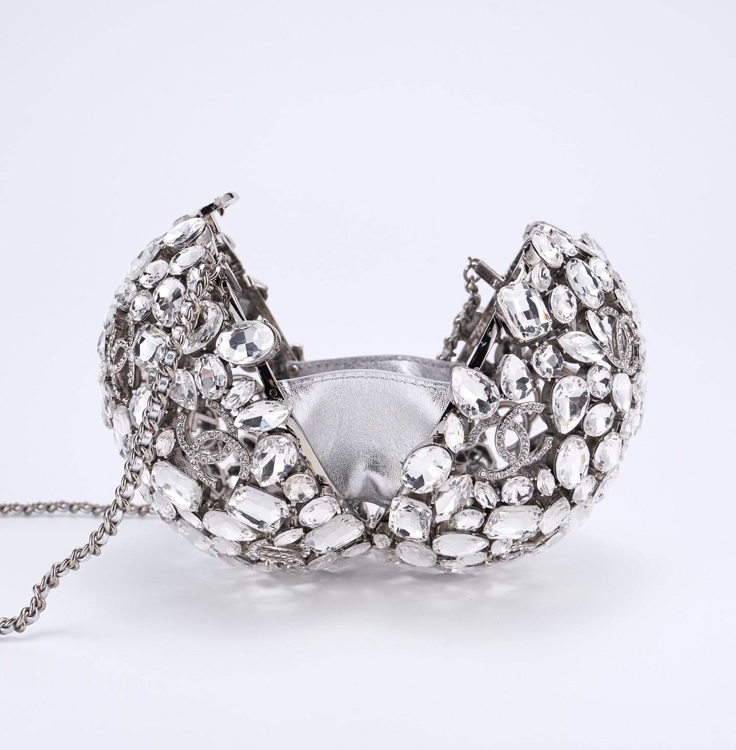 CHANEL - Gold Metal Strass Crystal Sphere Minaudiere Clutch Hardware, 2025