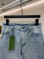 GUCCI - cotton denim pants with horsebit