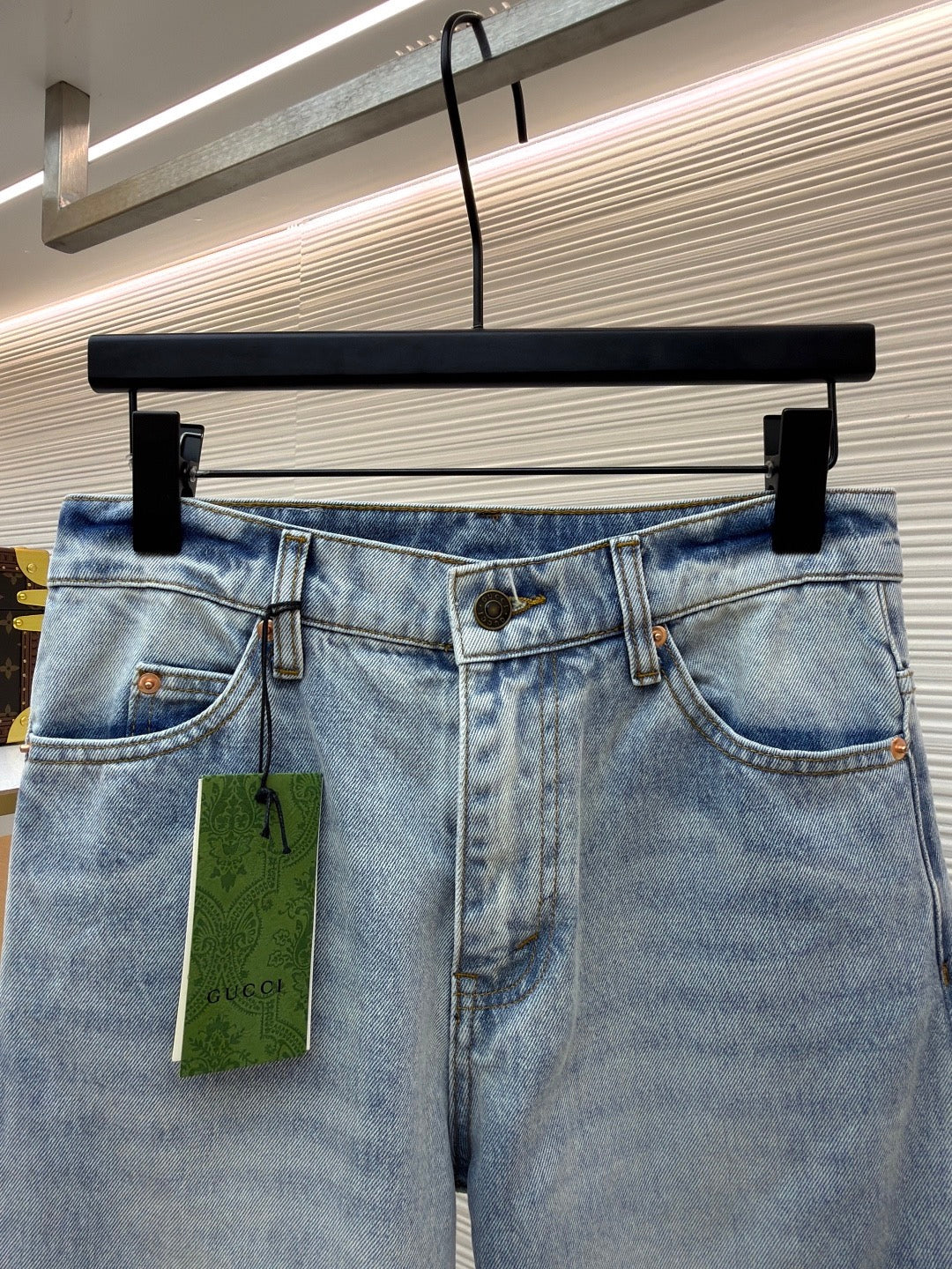 GUCCI - cotton denim pants with horsebit