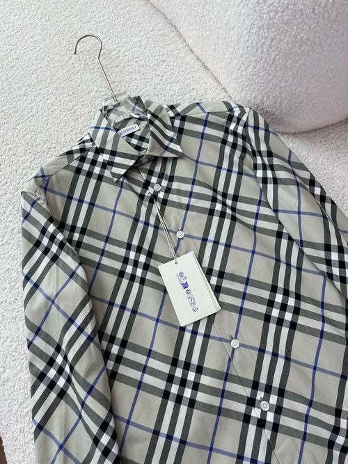 BURBERRY - Slim Fit Check Cotton Poplin Shirt