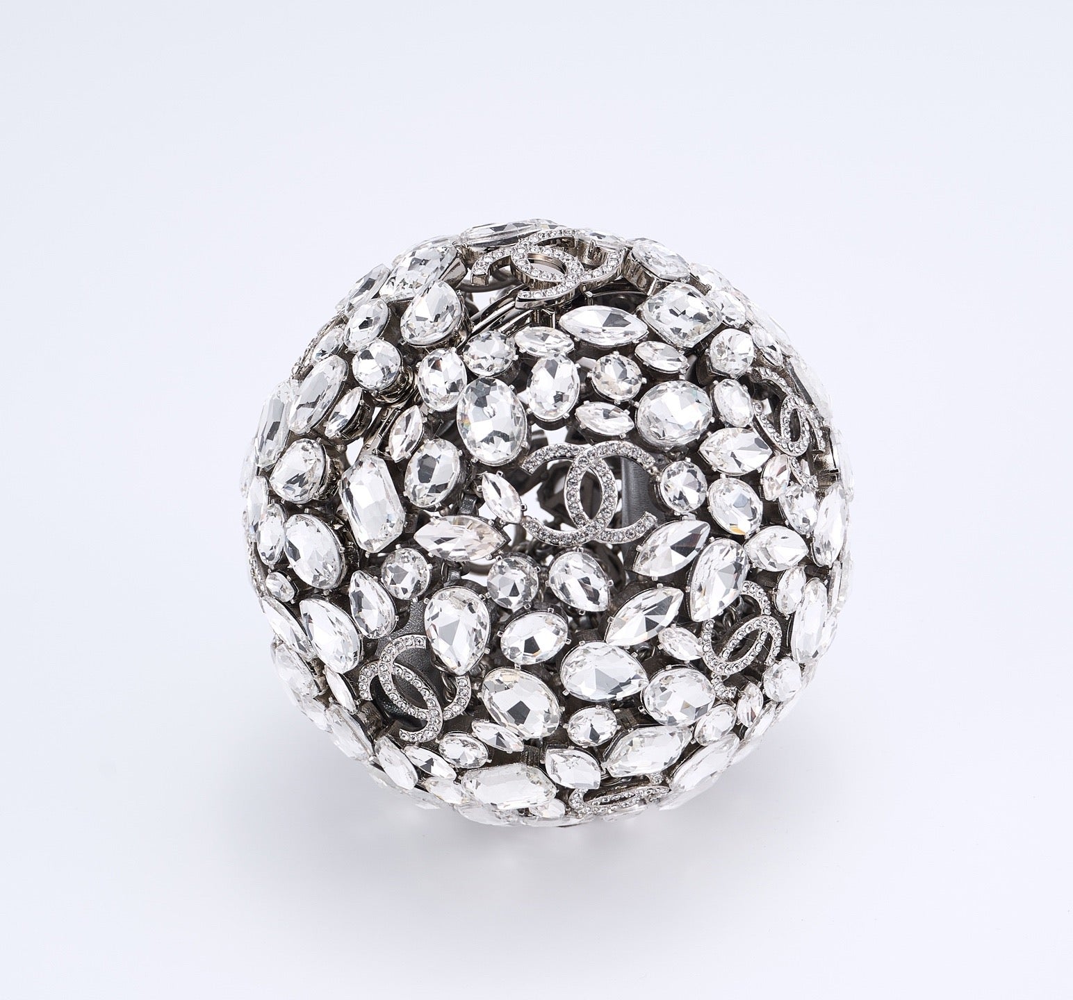 CHANEL - Gold Metal Strass Crystal Sphere Minaudiere Clutch Hardware, 2025
