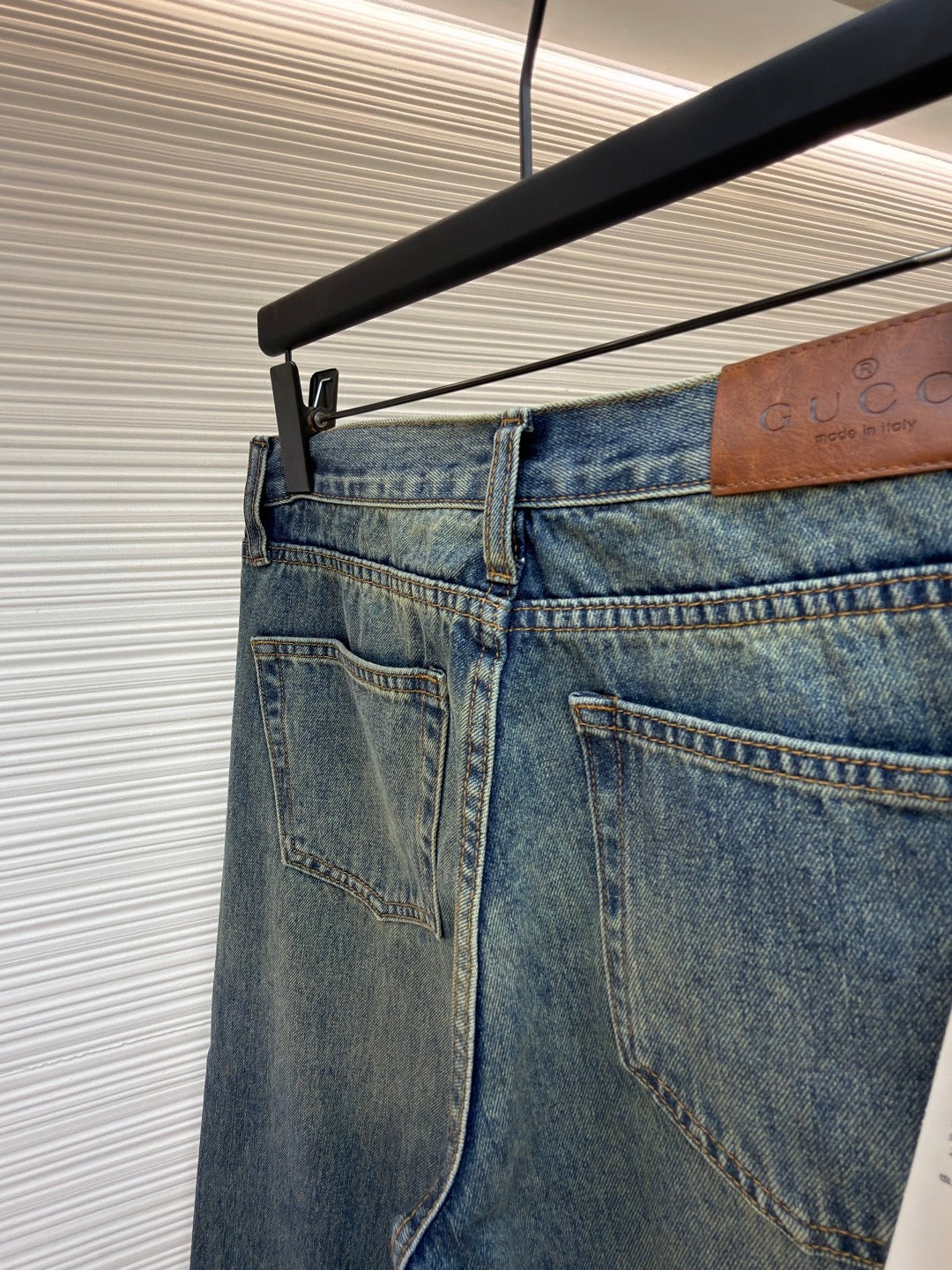 GUCCI - cotton denim pants with horsebit