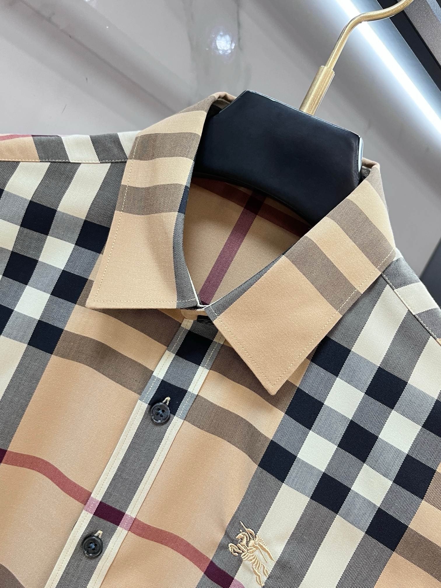BURBERRY - Stretch Poplin Check Short Sleeve Shirt