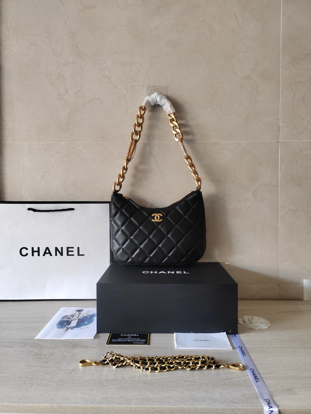CHANEL - 23A Lambskin Quilted CC Chain Hobo