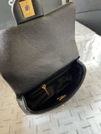 CHANE - Caviar Quilted mini Sweetheart Rectangular Flap Black