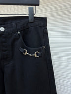 GUCCI - cotton denim pants with horsebit