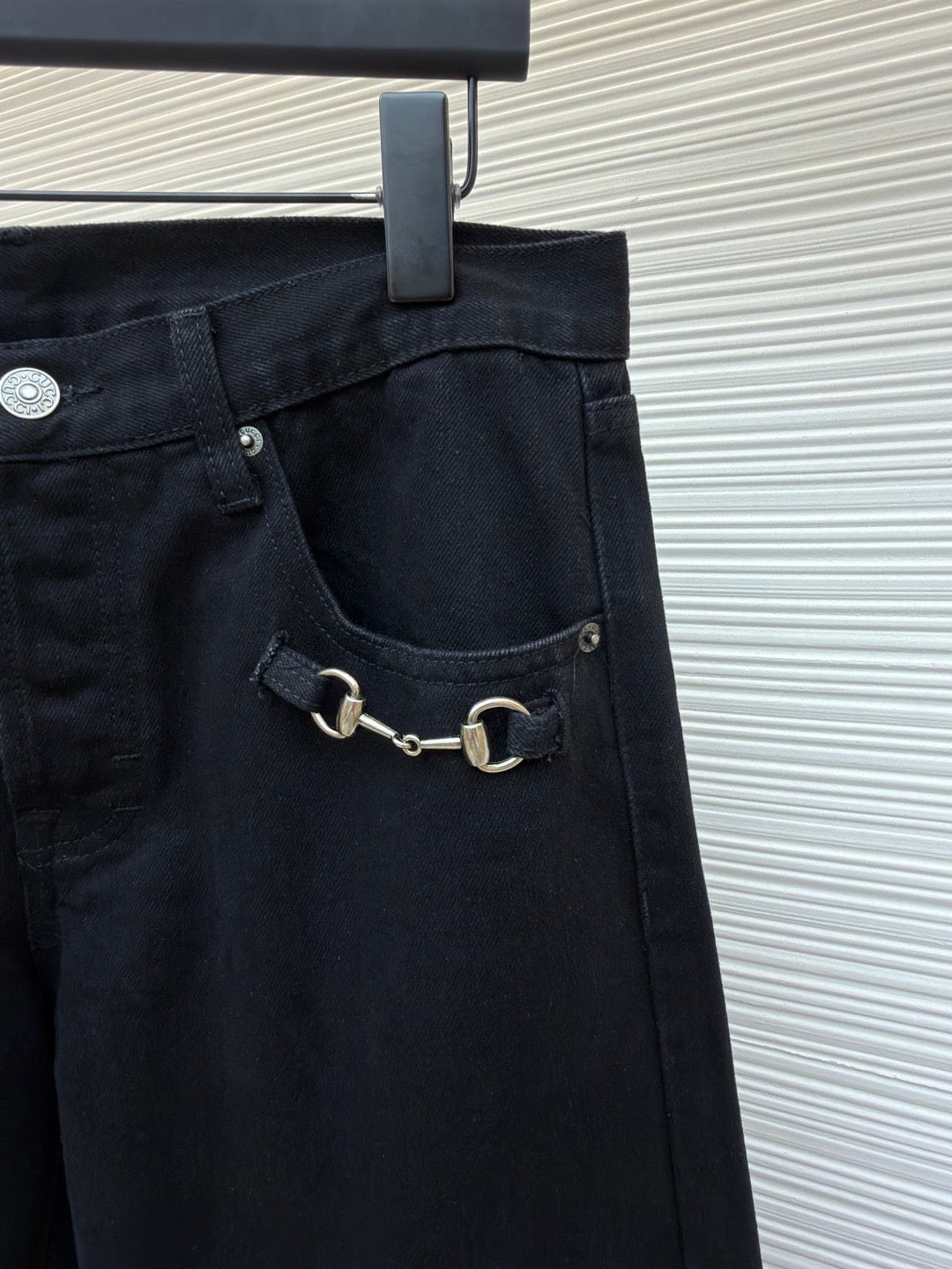 GUCCI - cotton denim pants with horsebit