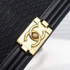 CHANEL - Exotics Small Boy Bag Black Python Molurus Leather