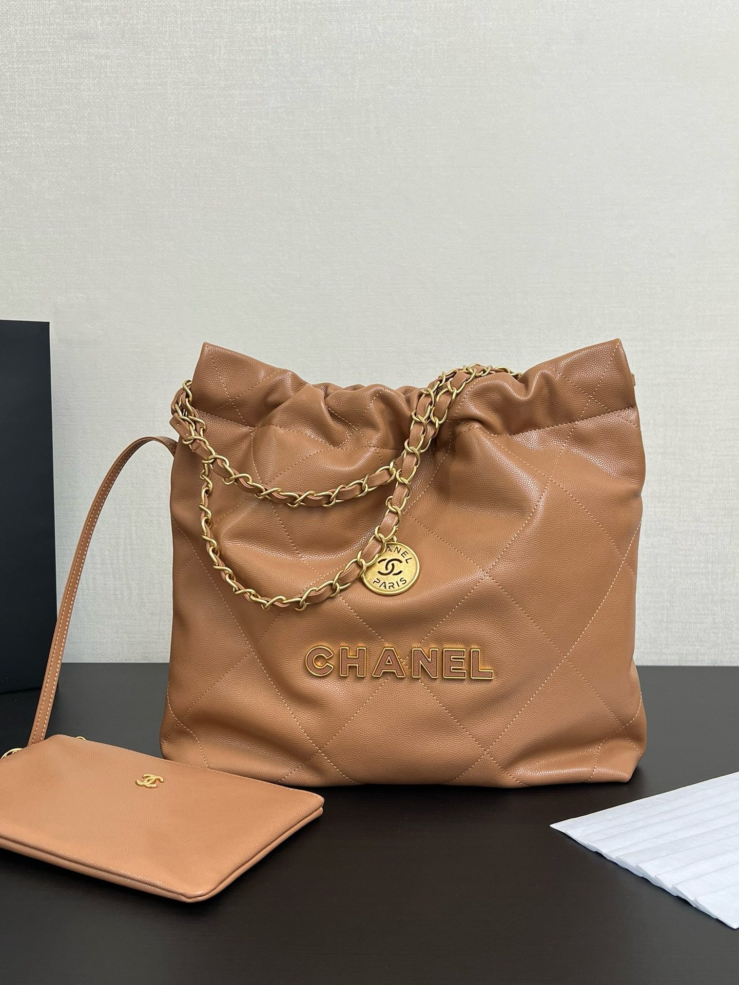 CHANEL - Shiny Calfskin & Gold-Tone Metal