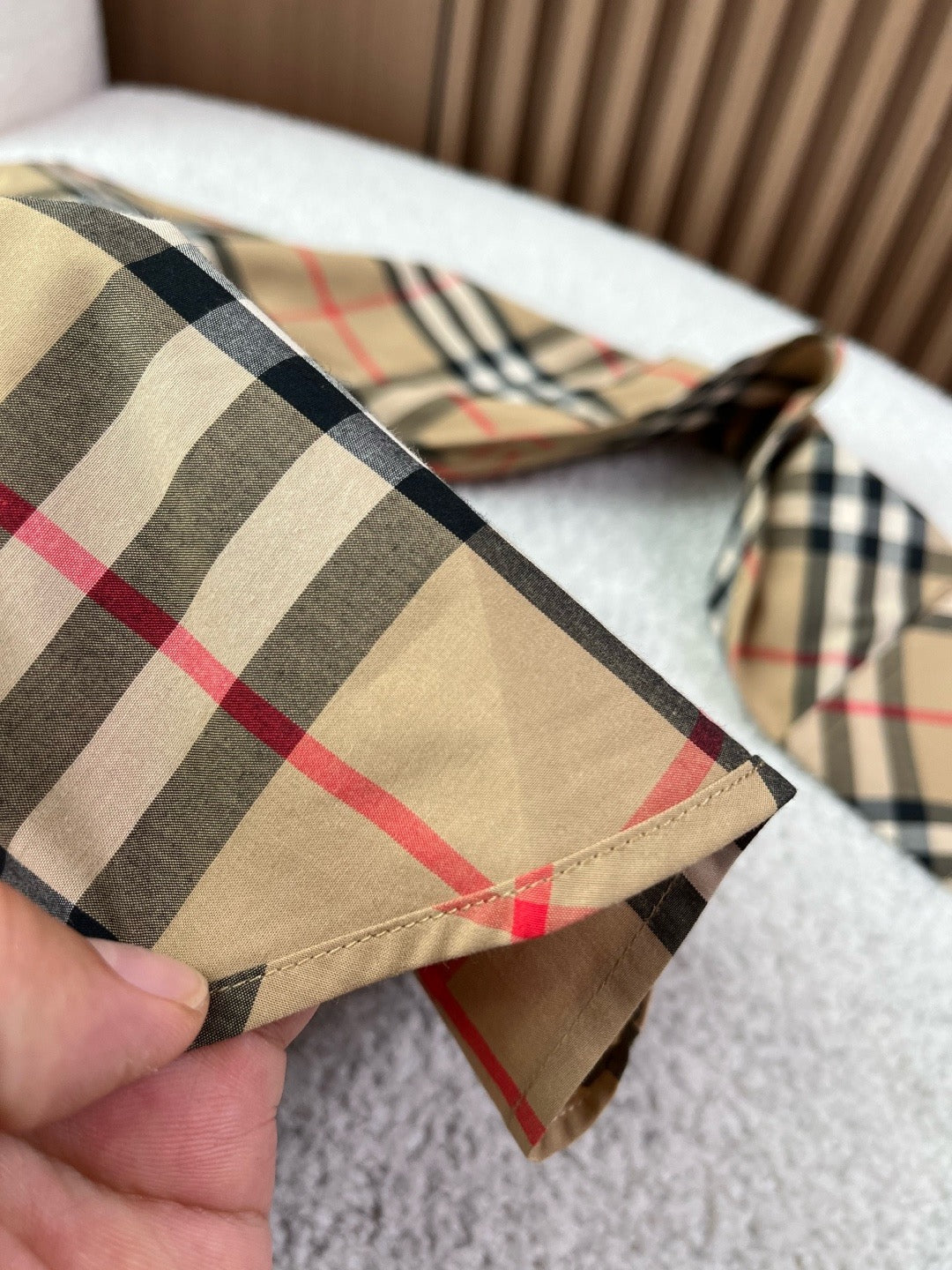BURBERRY - Slim Fit Check Cotton Poplin Shirt