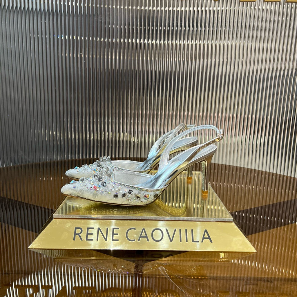 RENE CAOVILLA - ESCARPIN SLINGBACK CINDERELLA DORÉ 80