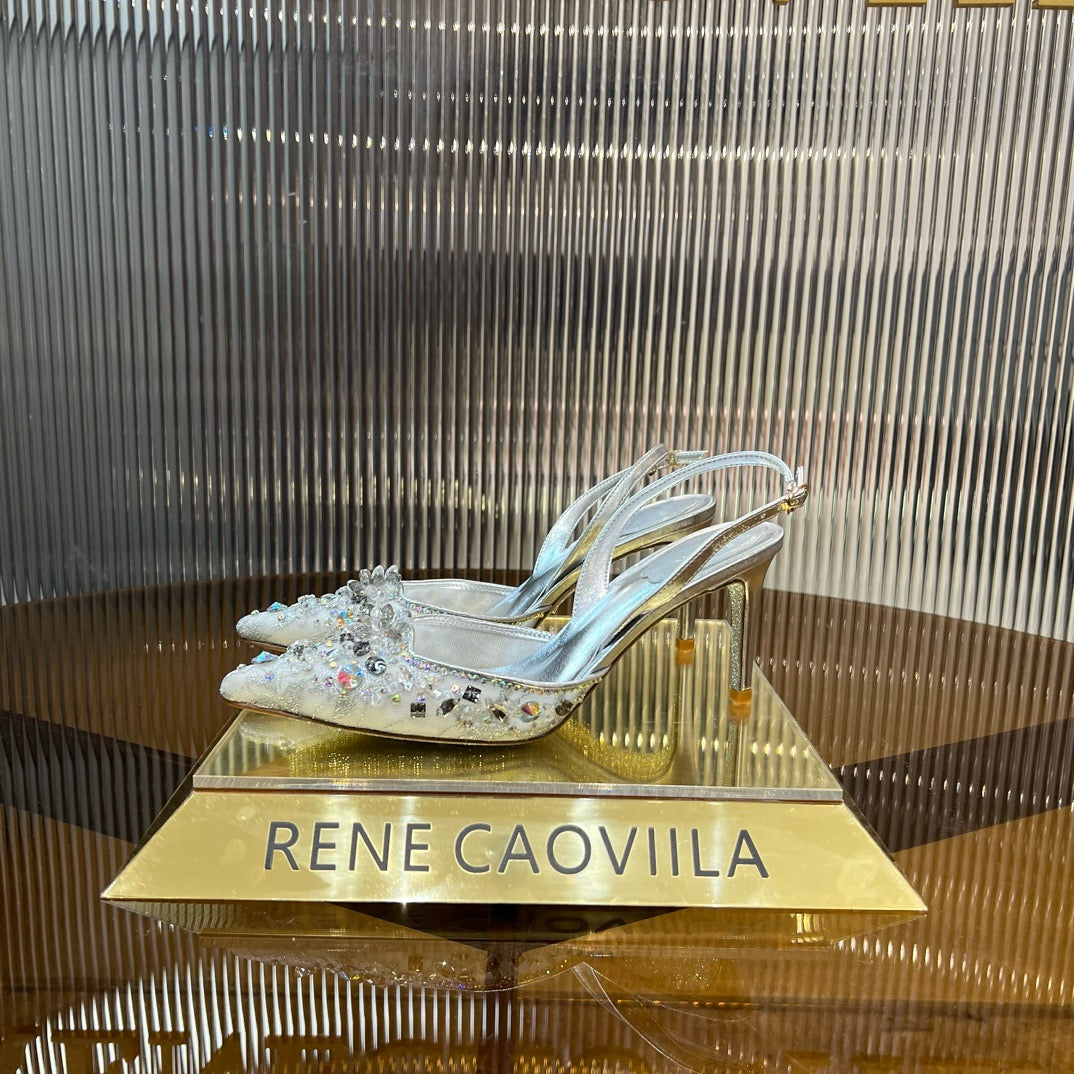 RENE CAOVILLA - ESCARPIN SLINGBACK CINDERELLA DORÉ 80