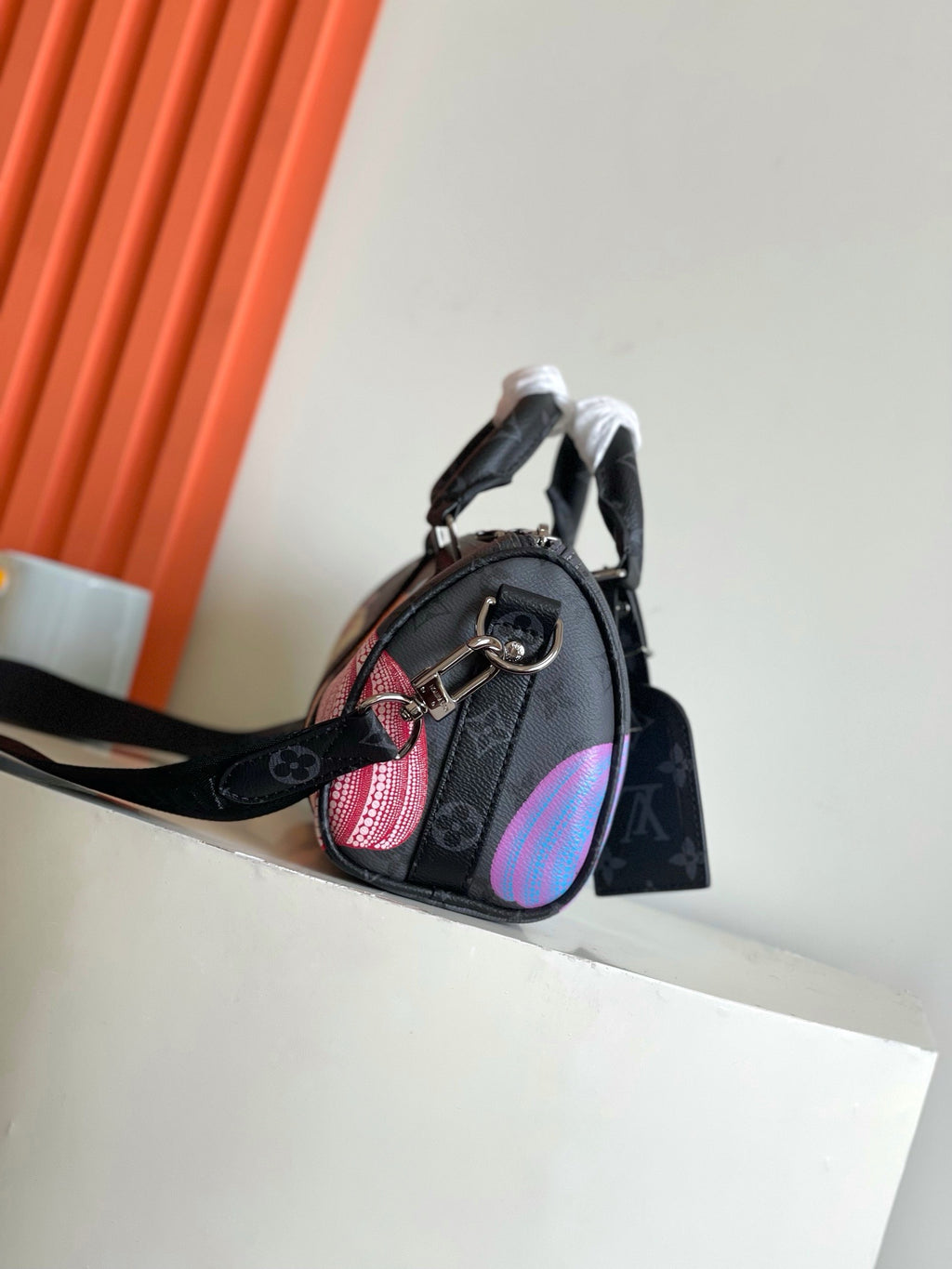 LOUIS VUITTON - LV X YK Monogram Eclipse Reverse Pumpkin Keepall Bandouliere 25