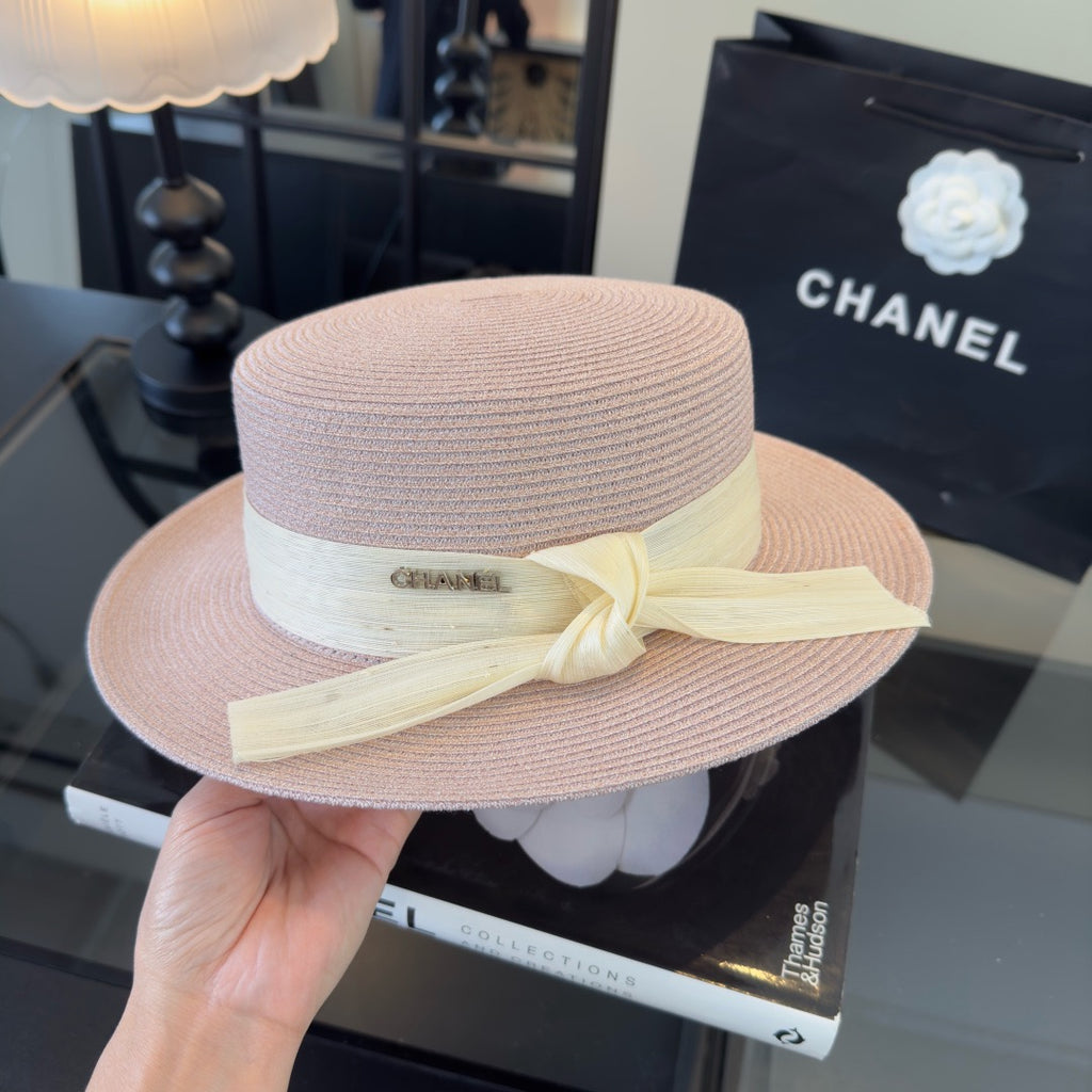 CHANEL - trimmed raffia sun hat