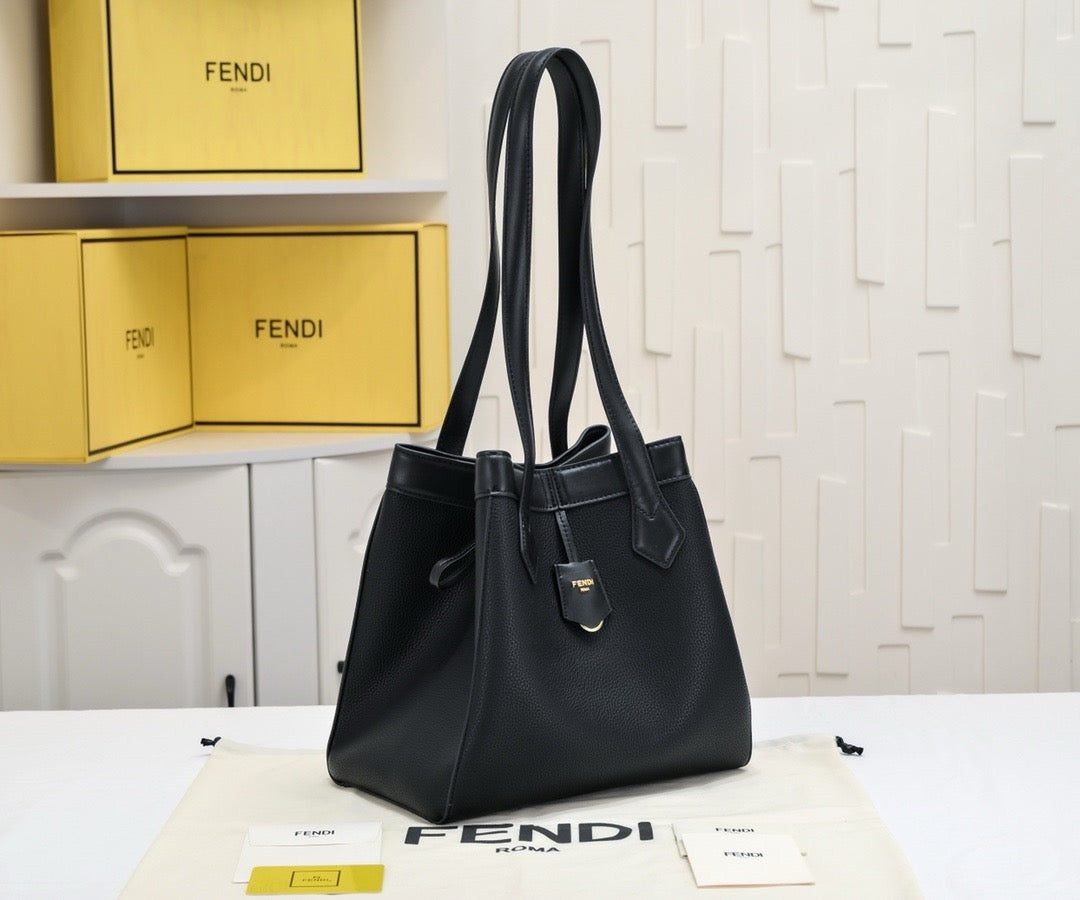 FENDI - Brown FF jacquard leather bag