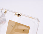 CHANEL - Chanel Clear/Gold Plexiglass Perfume Bottle Evening Bag